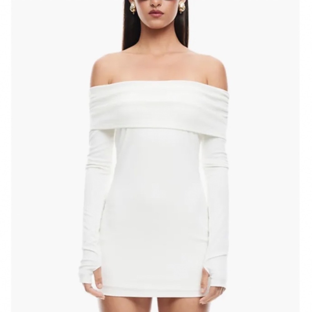 Lioness Isadora Off-the-Shoulder Mini Dress Porcelain White Size M NWT
